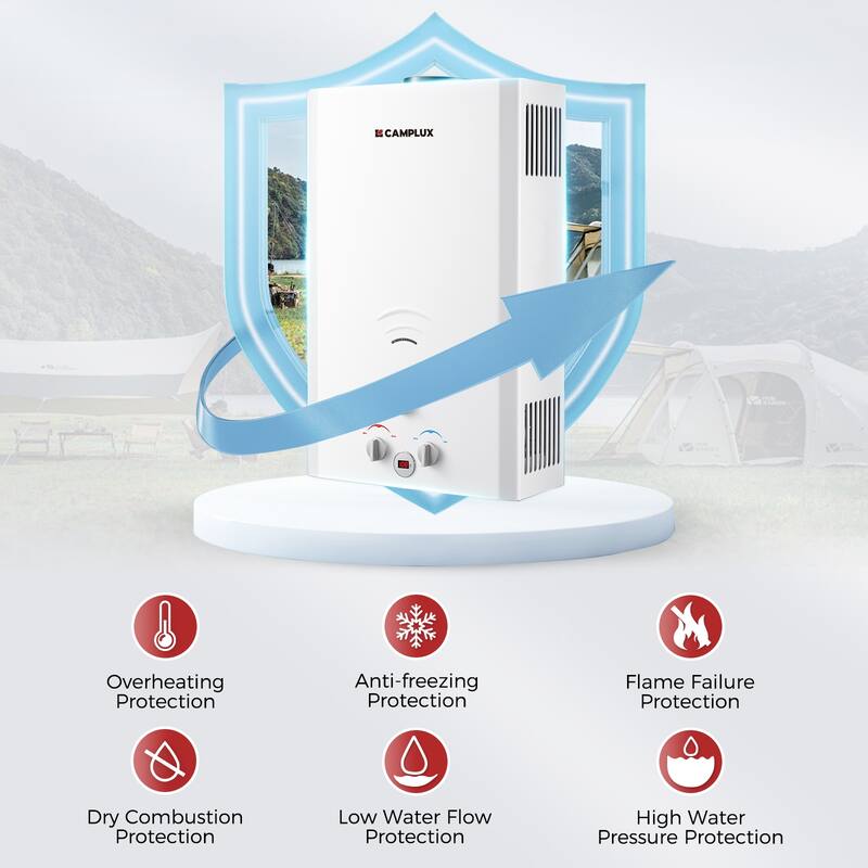 CAMPLUX 5.28 GPM Propane Gas Water Heater with Digital Display