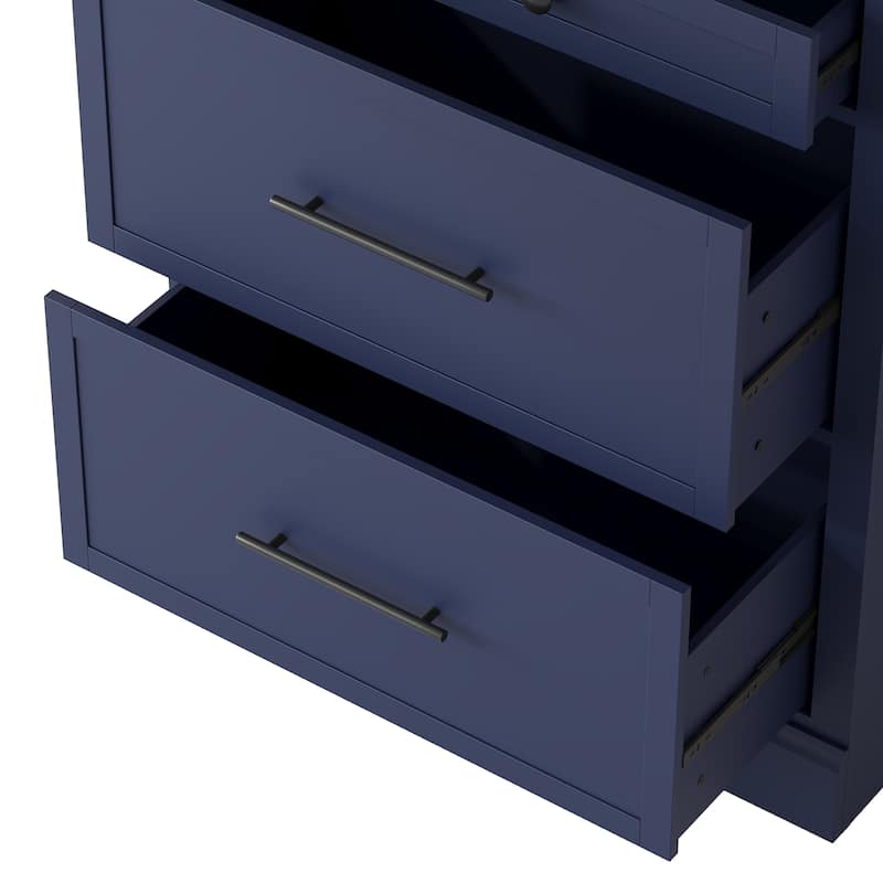 Roomfitters 83.7" Tall Kitchen Pantry with Faux Marble Top, 5 storage unitss and Adjustable Shelf, Freestanding Cabinet