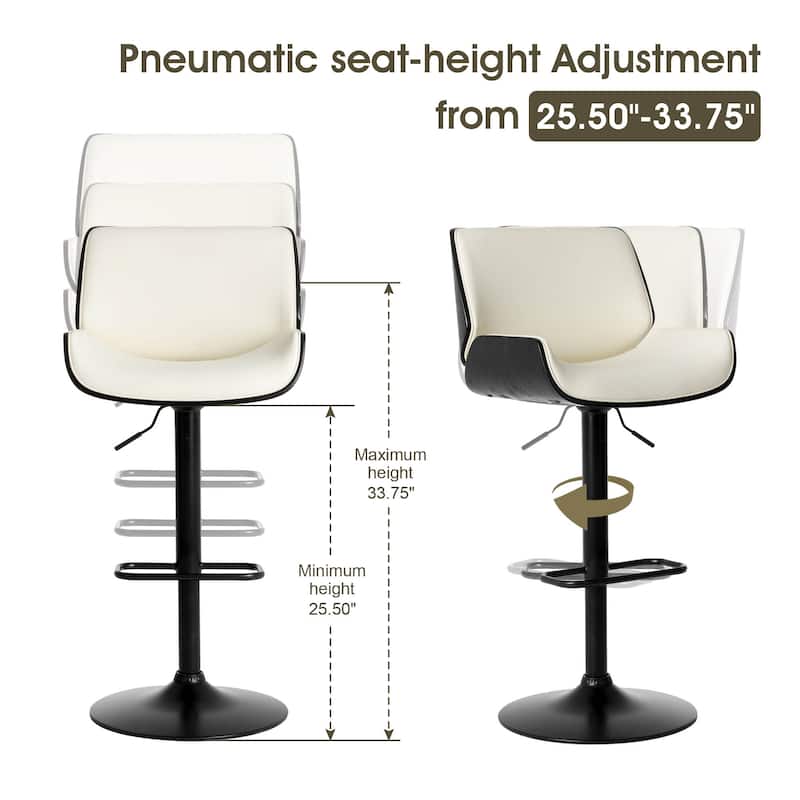 Glitzhome Set of 2 or 4 Modern Height Adjustable Faux Leather Swivel Bar Stools
