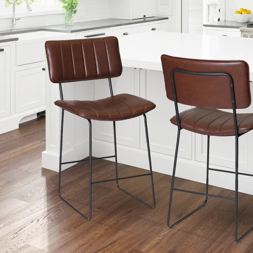Steve Silver Tallon Metal and Faux Leather Counter Stool