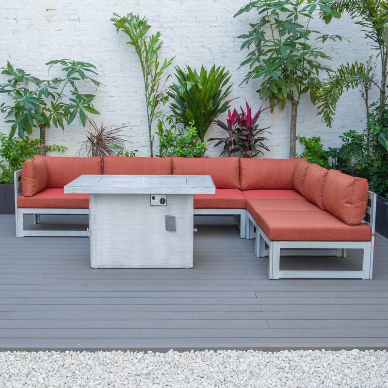 Chelsea Modern 7-Piece Aluminum Patio Conversation Set - Rust-Resistant, UV-Protected Cushions & Convertible Table Lid