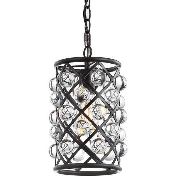 Contemporary crystal pendant light industrial cylinder black hanging