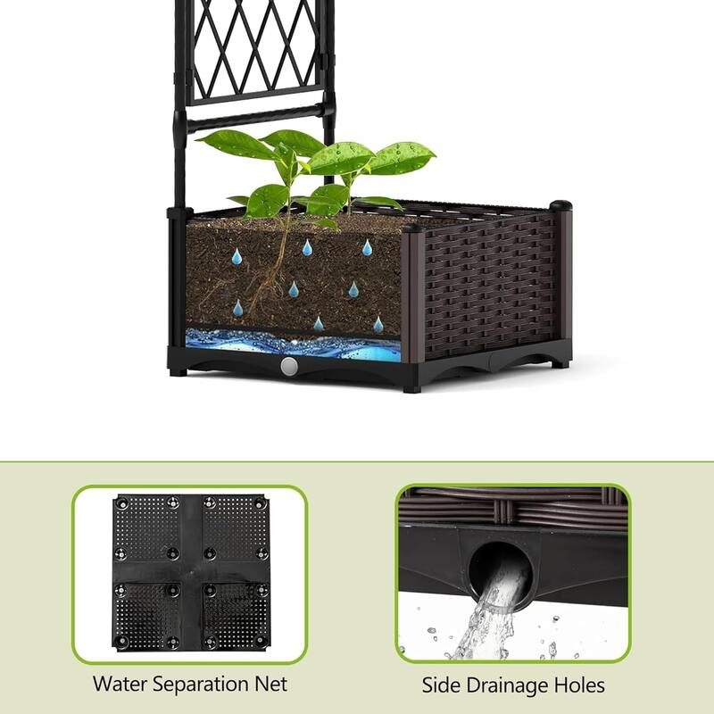 230 x 40 x 220 cm Metal Garden Arch Trellis with Planter Boxes - 90.5 Inch Wedding Arch and Outdoor Arbor for Lawn or Backyard