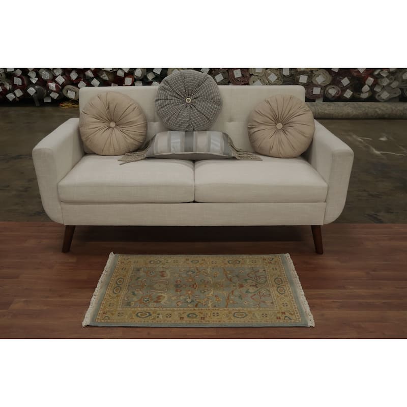 Hand Knotted Oriental 100% Wool Carpet Traditional Floral Navy Blue & Blues Ziegler Area Rug - 3' 2'' X 2' 0''