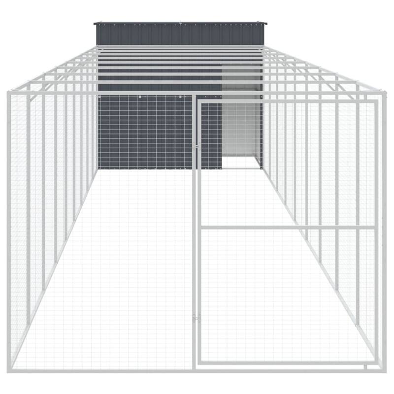 vidaXL Dog House with Run Light Gray/Anthracite multisize Galvanized Steel