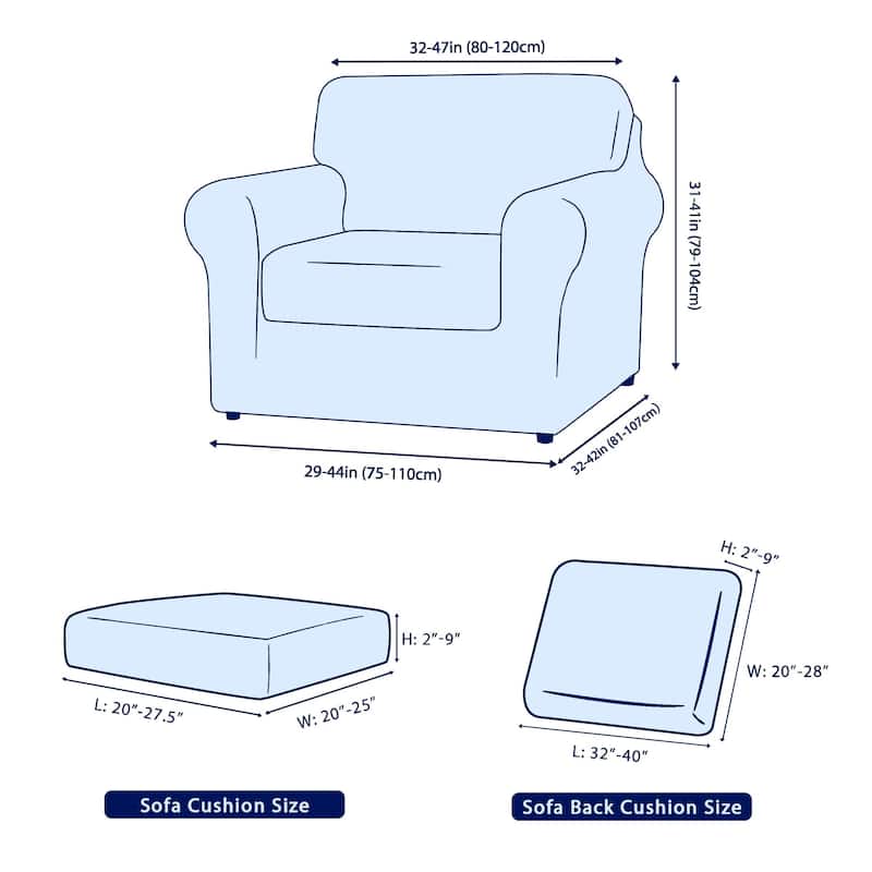 Subrtex 3-Piece Stretch Armchair Slipcover Sets with 1 Backrest Cushion Covers and 1 Seat Cushion Covers