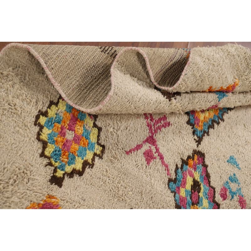 Geometric Plush Moroccan Area Rug Handmade Wool Carpet - 5'8" x 8'6"