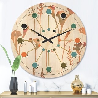 Designart 'Retro Flowers' Mid-Century Modern Wood Wall Clock - Bed Bath ...