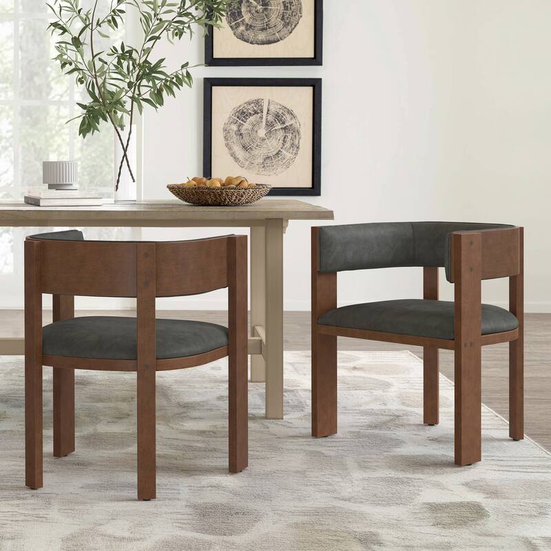 Upholstered Dining Chair Wooden Dining Chairs Set of 2 Modern Dining Room Chair for Kitchen Dining Room - Black/Faux Leather