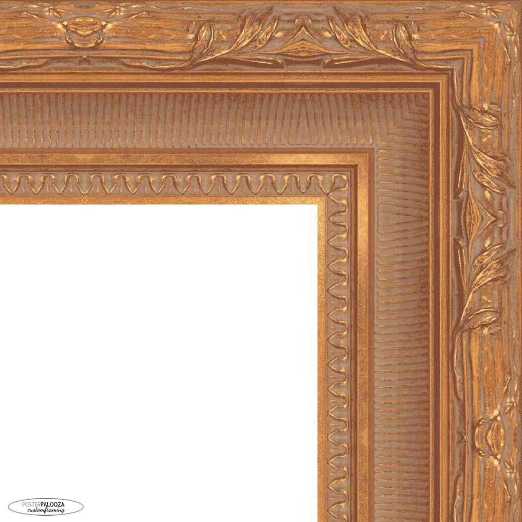 13.5x40 Traditional Gold Complete Wood Panoramic Frame with UV Acrylic, Foam Board Backing, & Hardware