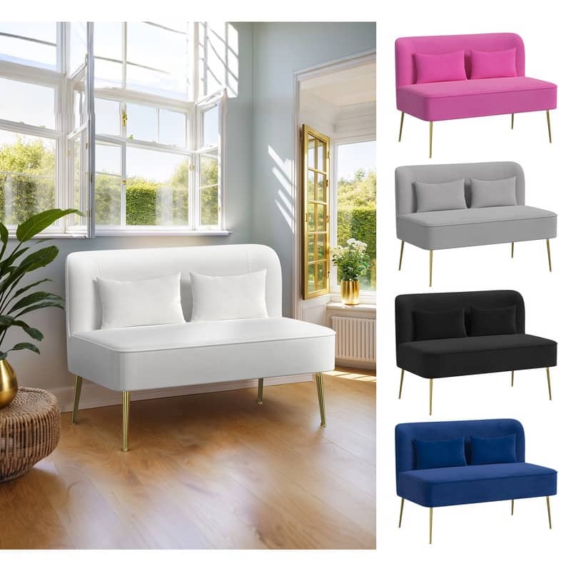 Velvet Upholstered Metal Legs Loveseat