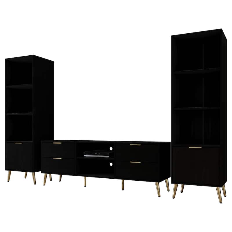 CraftPorch Elegance TV Stand Console with 2 Bookcase Living Room Set