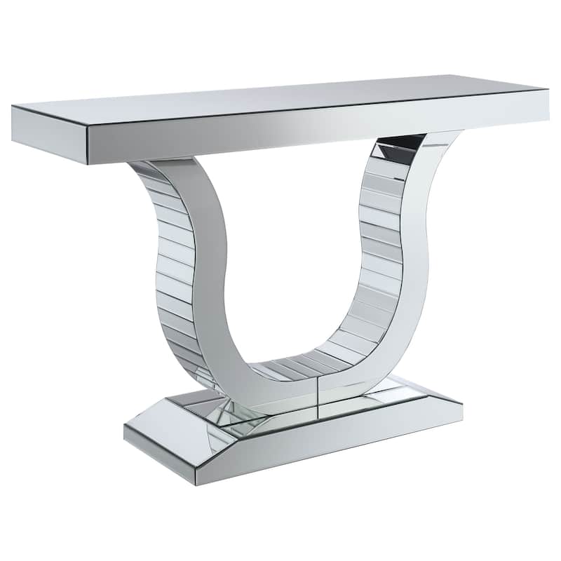 Saanvi U-shaped Mirrored Entryway Console Table Silver - Mirror - Mirror