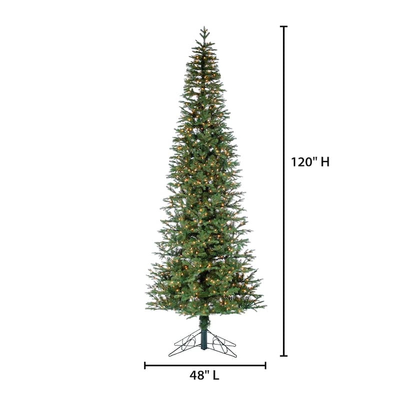10 Foot Pre Lit Natural Cut Pine Tree with 950 Clear White Lights