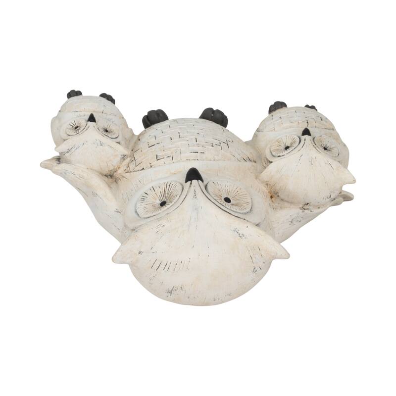 Sagebrook Home Polyresin 9-inch Owl Family Statue, Ivory and Black