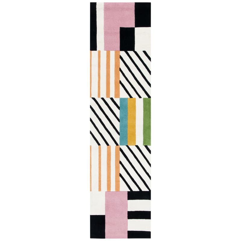 SAFAVIEH Handmade Fifth Avenue Tarsita Mid-Century Modern Wool Rug - 2'3" x 5' - Ivory/Black