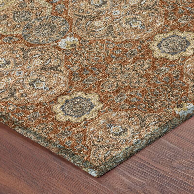 Machine Washable Indoor/ Outdoor Global Budden Chantille Rug