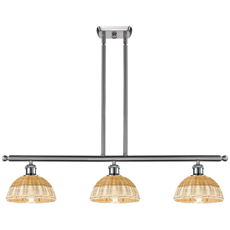 Innovations Lighting Endless Possibilities Ballston - Bristol Natural II - 3 Light 36" Stem Hung Island Light with 8" Shades - Brushed Satin Nickel