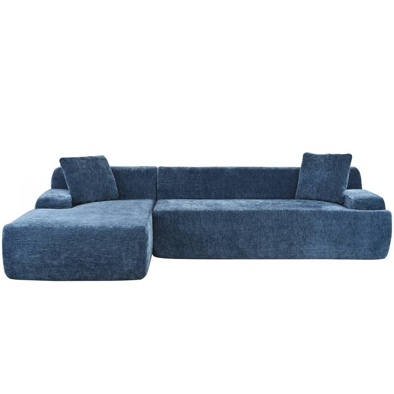 L-Shape Modular Sectional Sofa with Chaise Lounge, Oversized Chenille Upholstered Sofa, 3 Seater Sofa with 2 Throw Pillows