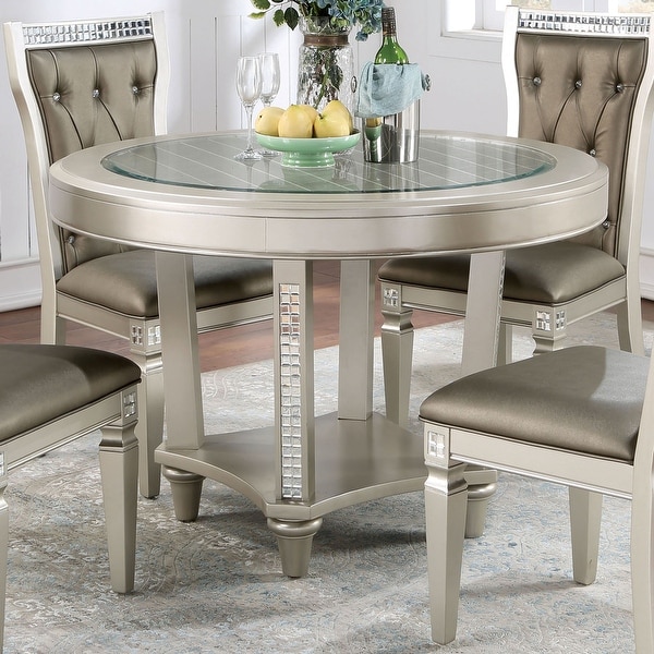 Somette ema round glass clearance top dining table