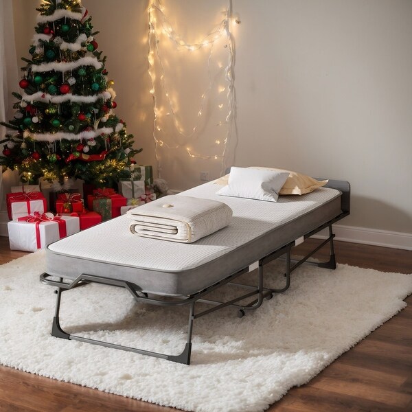 Mixoy Wood Slats Frame Foldable Bed with Mattress - Bed Bath