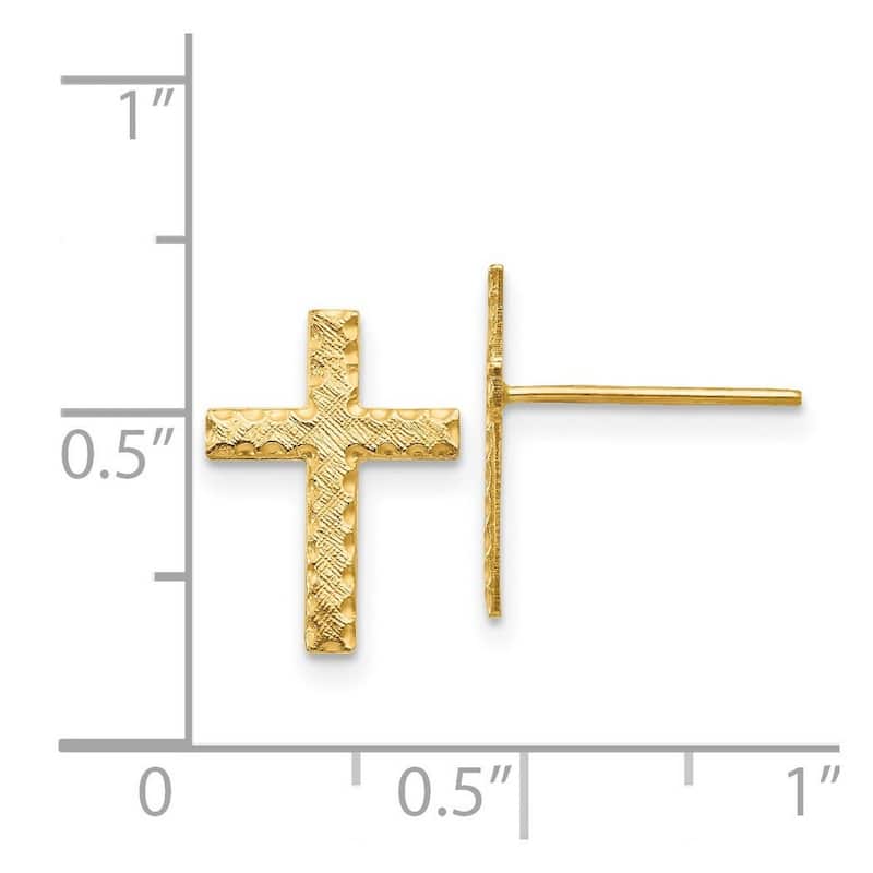 Curata 14k Yellow Gold 14x10mm Textured Faith Cross Earrings
