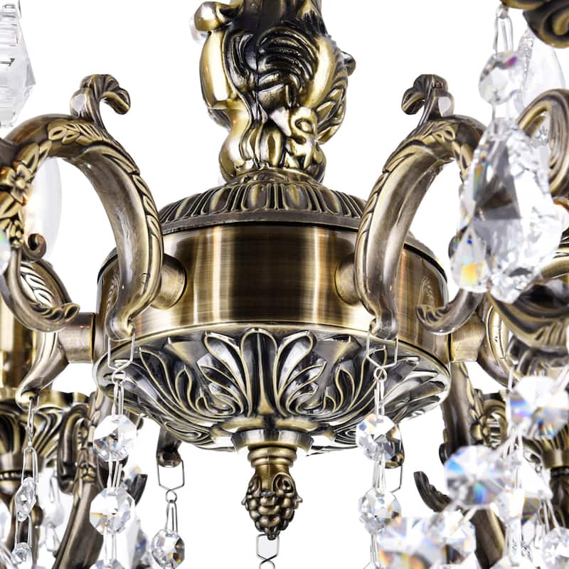 Brass 6 Light Up Chandelier With Antique Brass Finish - Antique Brass