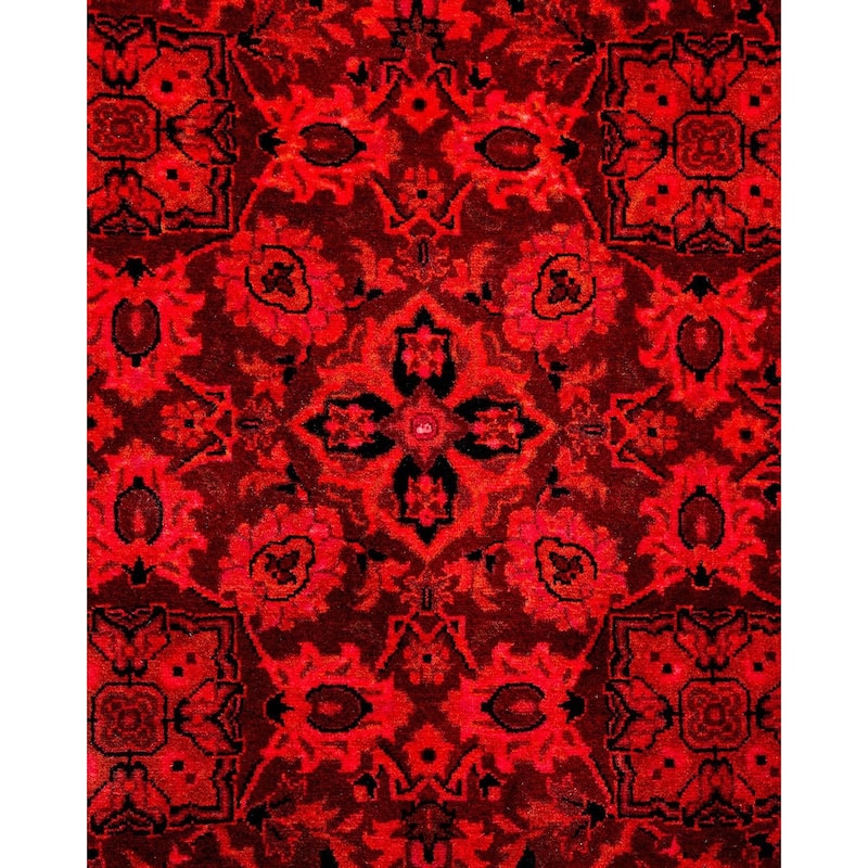 Overton Hand Knotted Wool Vintage Inspired Modern Contemporary Overdyed Orange Round Area Rug - 4' 1" x 4' 1"