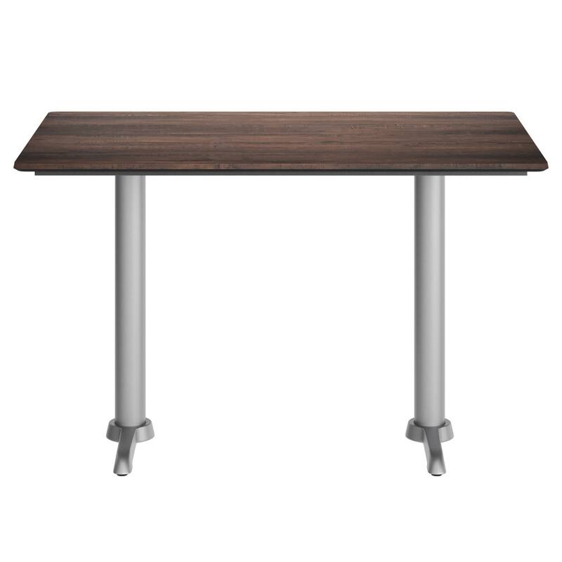 Commercial All-Weather HPL Tabletop with Dual T Bases - 48"W x 30"D x 31.25"H