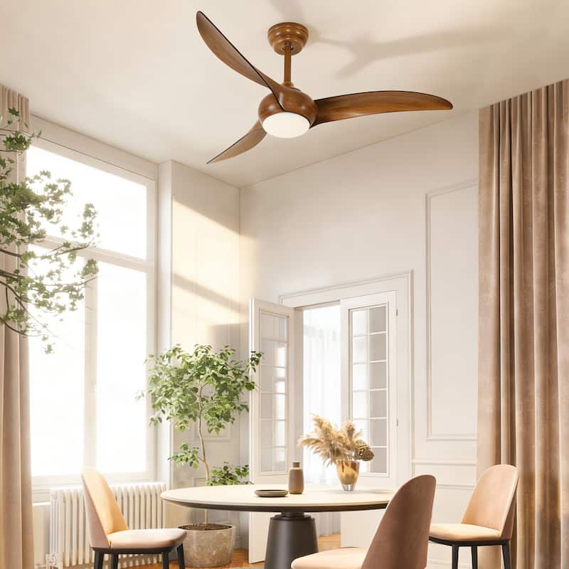 Sofucor 52" Solid Wood/ABS Noiseless Ceiling Fan with Dimmable Light Optional and Remote, 6-Speed Reversible, Smart Optional