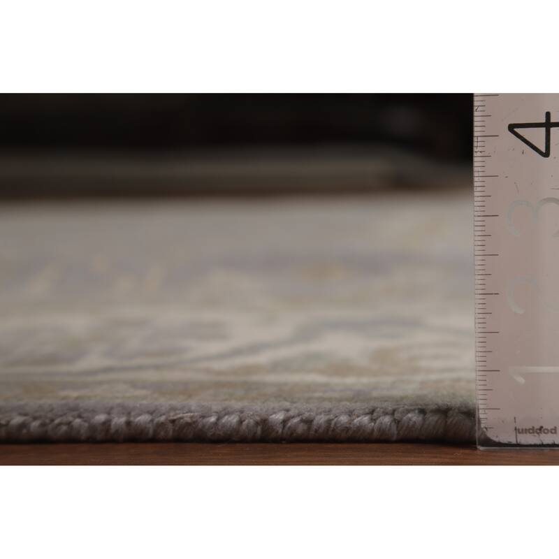 Transitional Gray Oushak Style Area Rug Hand-Knotted Wool Carpet - 7'11" x 9'10"