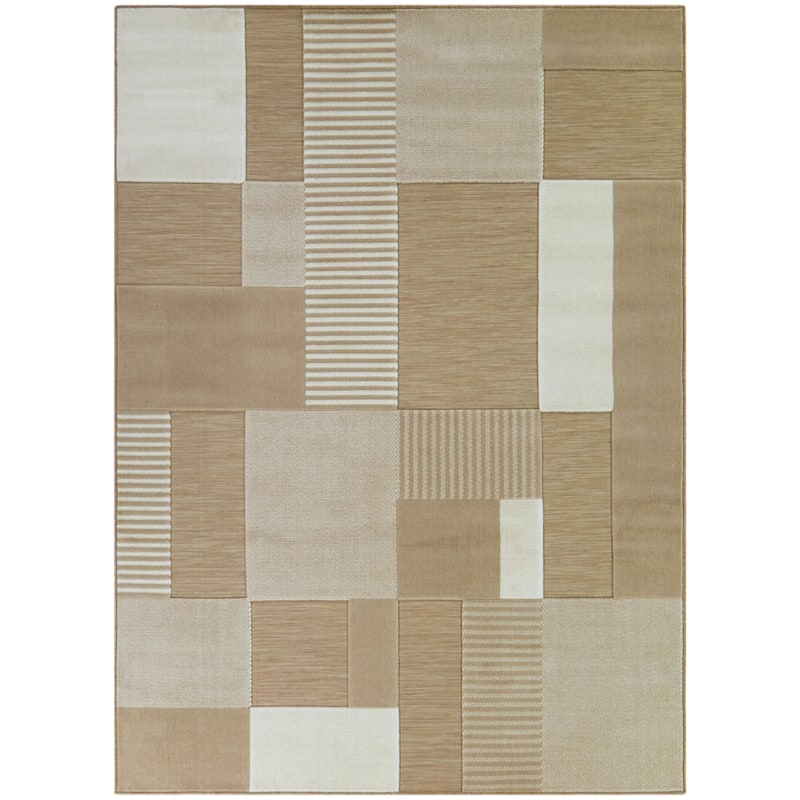 Avison Modern Geometric Indoor/Outdoor Area Rug - 7'10" x 10' - Tan