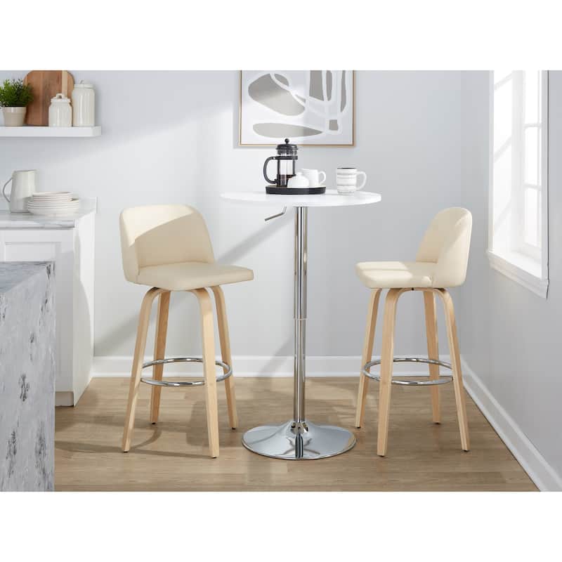 Carson Carrington Vallberga 30" Fixed-Height Bar Stool with Natural Wood Base (Set of 2)