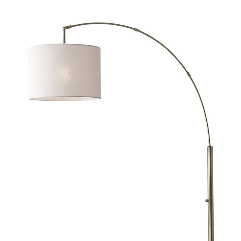 HomeRoots 74" Brass Arc Floor Lamp With Off White Linen Drum Shade - 11