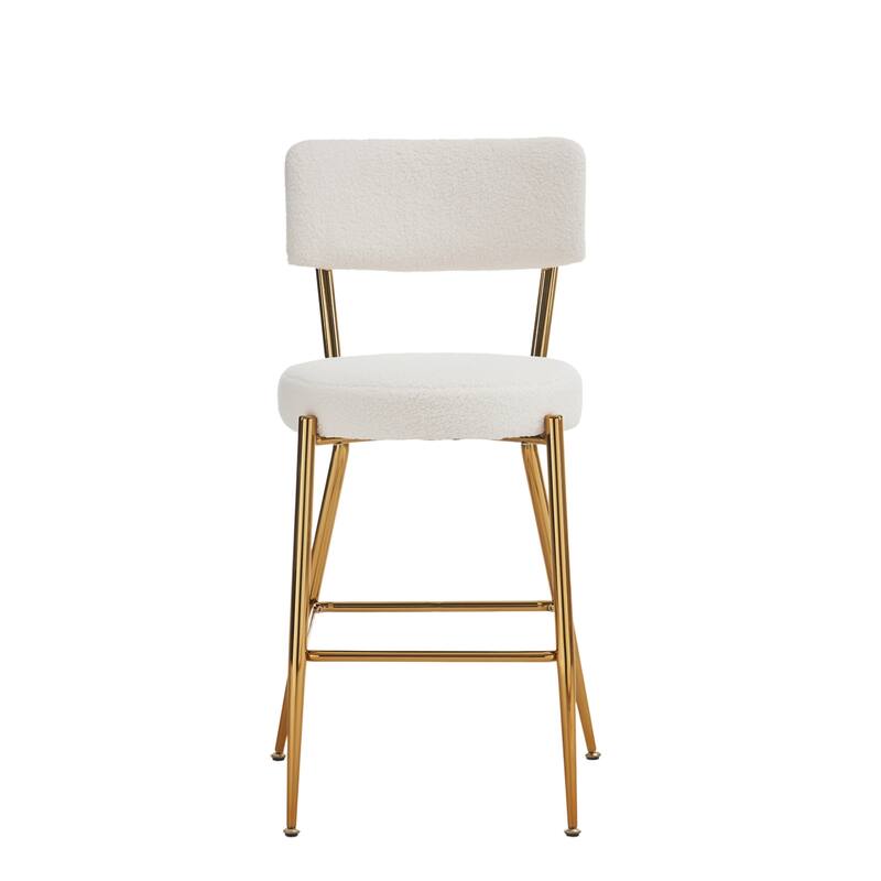 Fabric Upholstered Bar Stools Set of 2, Counter Height Bar Stools with Back, Kitchen Island Chairs with Metal Legs