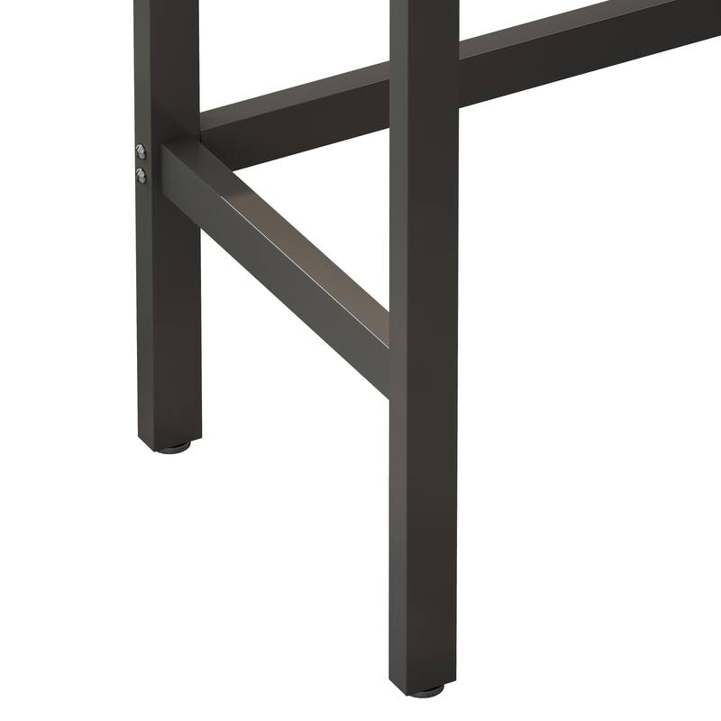 Sofa Side Table and Chair Set, Backless Dining Chairs with Metal Legs, Sturdy Dining Table Workbench with Metal Frame