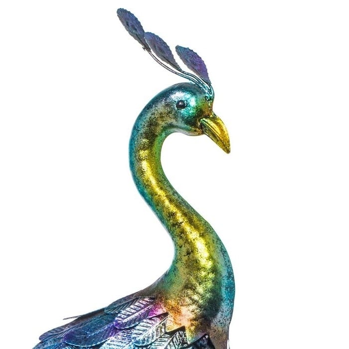 Daily Boutik Outdoor Garden Metal Blue/Green Peacock Statue