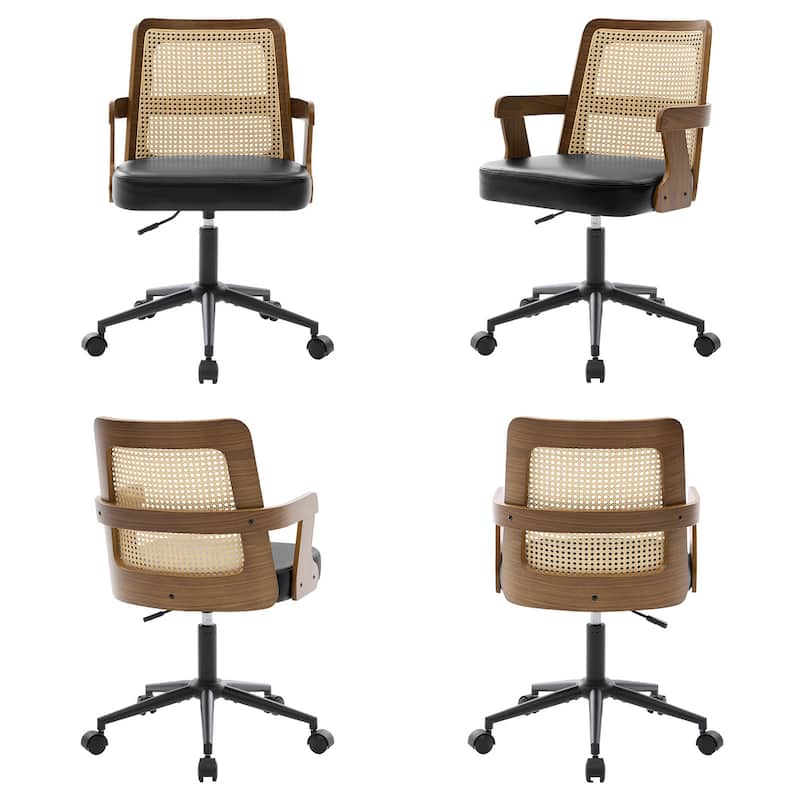 Swivel Home Office Chair Adjustable Height Desk Chair with Wheels and Armrests - 32.7"-36.6"H x 19.9"W x 22.8"D