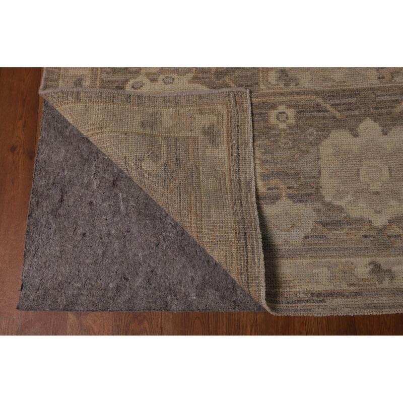 Vegetable Dye Beige Oushak Turkish Area Rug Handmade Wool Carpet - 8'11"x 12'3"