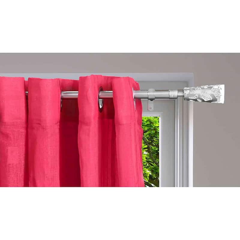 Adjustable Single Curtain Rod 50"-82" with Crystal-Look Finials and Brackets