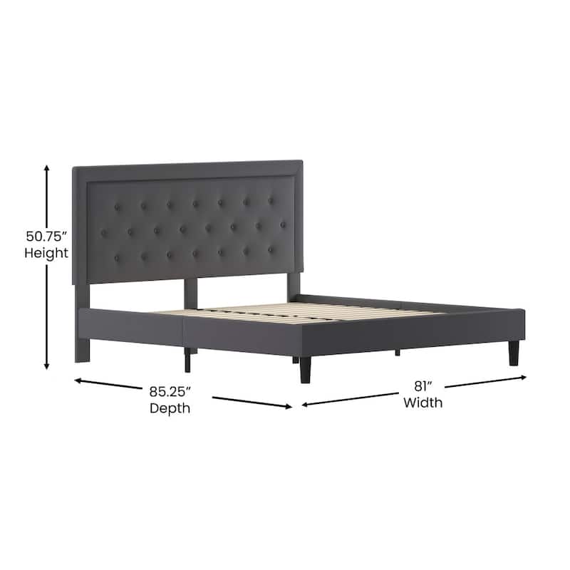 Panel Tufted Upholstered Platform Bed