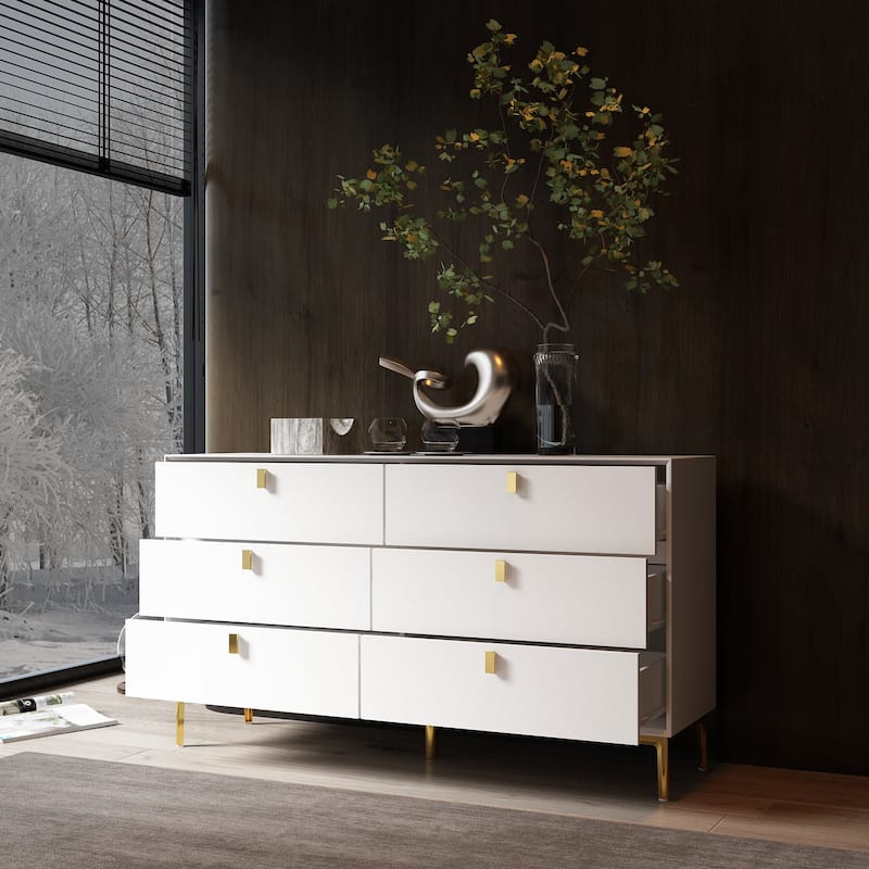 6 Drawers Storage Dresser Mid Century Chest of Drawer Sideboard