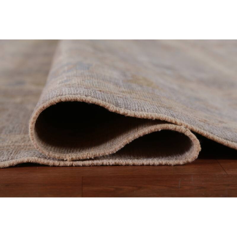 Hand Knotted Oriental 100% Wool Carpet Transitional All-Over Greys & Charcoal Oushak Area Rug - 14' 0'' X 10' 2''