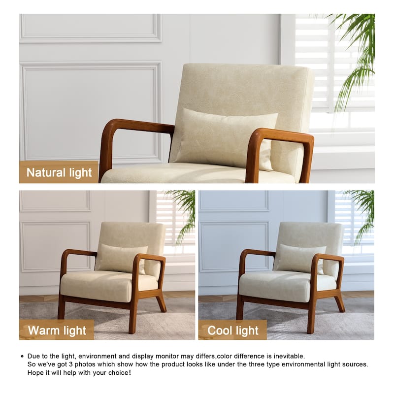 Mid Century Solid Wood Upholstered Accent Chair