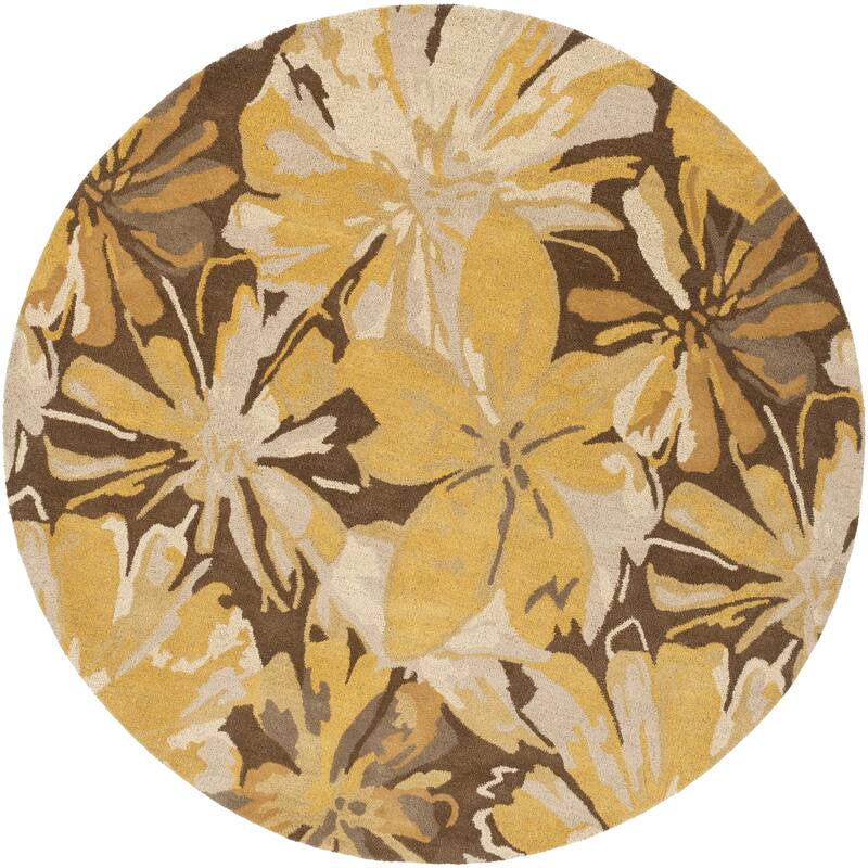 Handmade Putty Transitional Floral Wool Area Rug