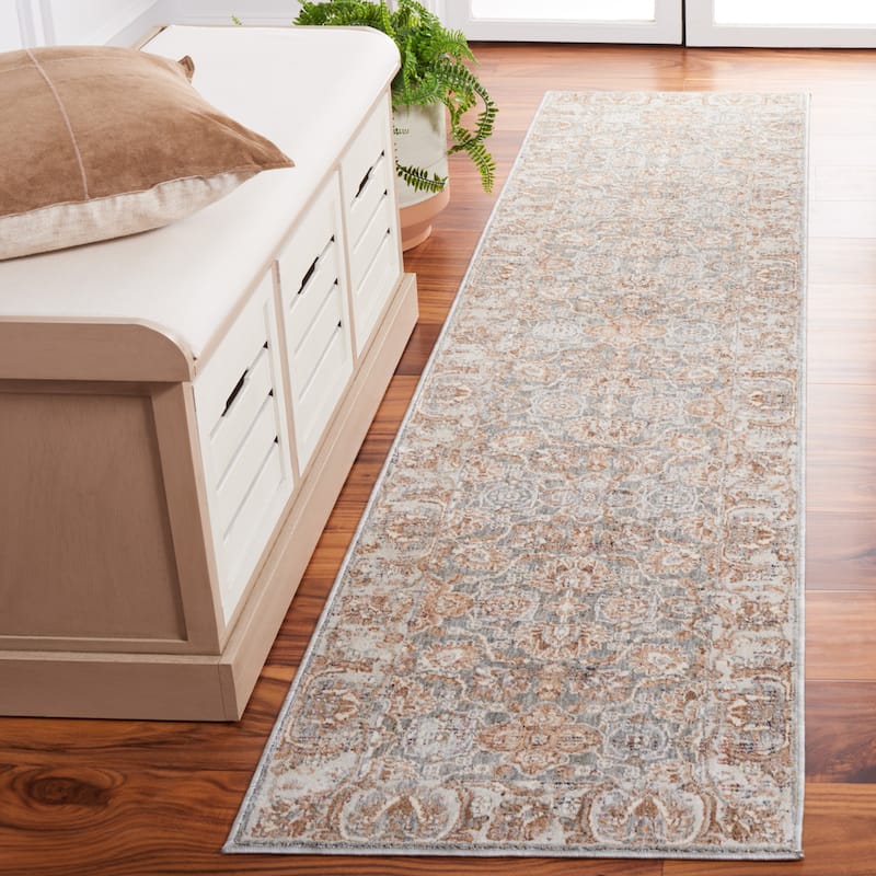 SAFAVIEH Harlow Slip Resistant Ivette Oriental Rug - 2' x 8' Runner - Ivory Grey/Sage