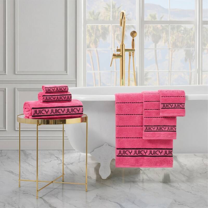Juicy Couture 6-Piece Towel Set 2 Bath Towels 2 Hand Towels 2 Washcloths - 28"x54"/16"x26"/12"x12"