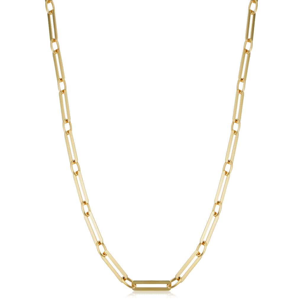 14k Yellow Gold 3.9 millimeter Polished Paperclip Chain Necklace