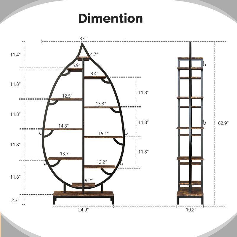 Leaf Shape Ironwood Plant Stand with Plant Grow Lights