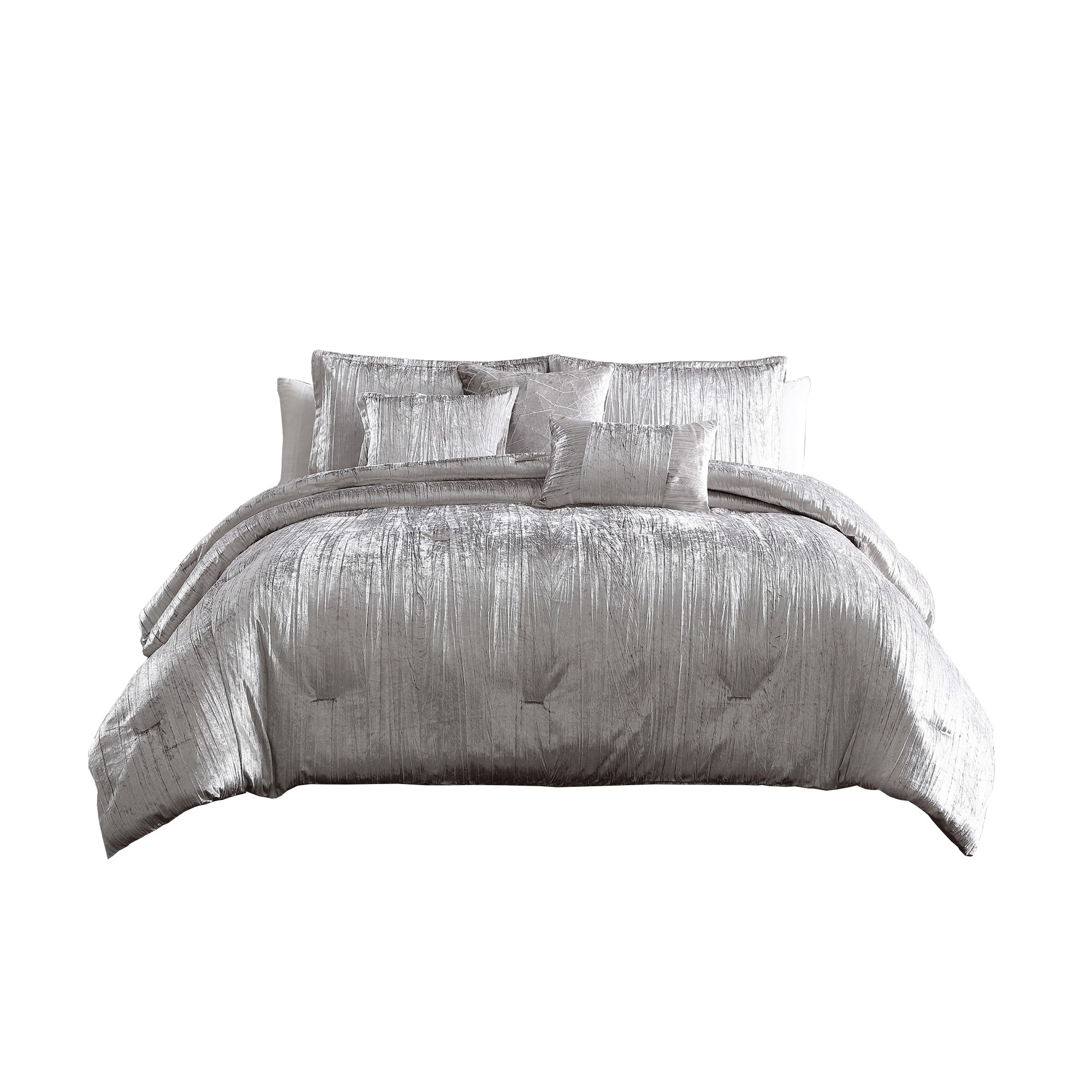 Details about   Solid Blue Crinkled Velvet 7 pc Comforter Set Queen King Glam Elegant Bedding 